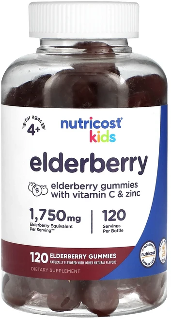 Nutricost 어린이 엘더베리 만 4세 이상 1750mg 구미젤리 120개, Nutricost어린이엘더베리만4세이상1750mg구미젤 - 쿠팡