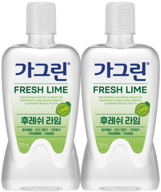 가그린 후레쉬 라임, 2개, 2개입, 750ml