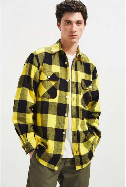 ROTHCO 重磅法蘭絨格紋襯衫 經典黃黑格子 舒適耐穿