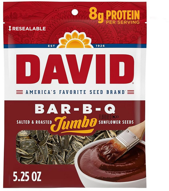 DAVID 로스트 앤 솔티드 점보 해바라기 씨앗 케토 친화적 148.8g(5.7온스) 12팩, 148.8g, 1세트