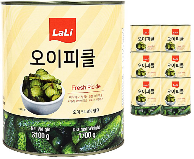 오이피클(라리 슬라이스 3.1K)X6, 3.1kg, 6개