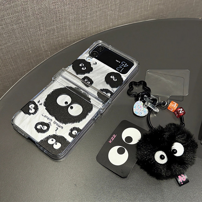 얌코 핸드폰케이스 갤럭시 z플립3 z플립4 z플립5 z플립6 z플립7 힌지보호 스트랩 큐티 연탄 휴대폰 케이스