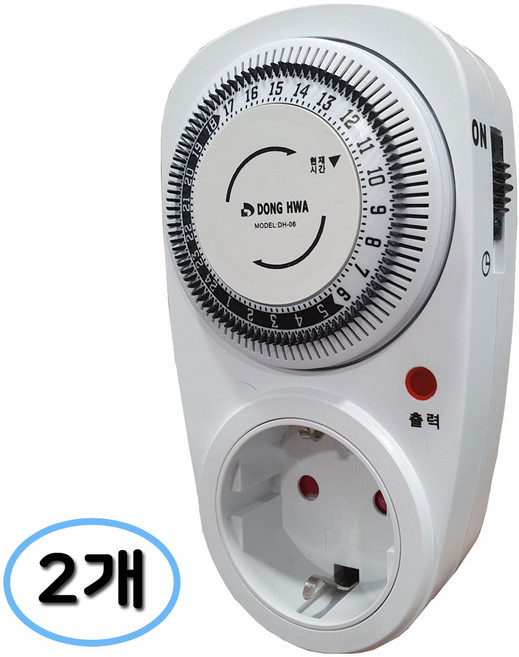동화전자 슬림형 타이머 콘센트 1구 DH-06, 12.5cm, 혼합색상, 2개