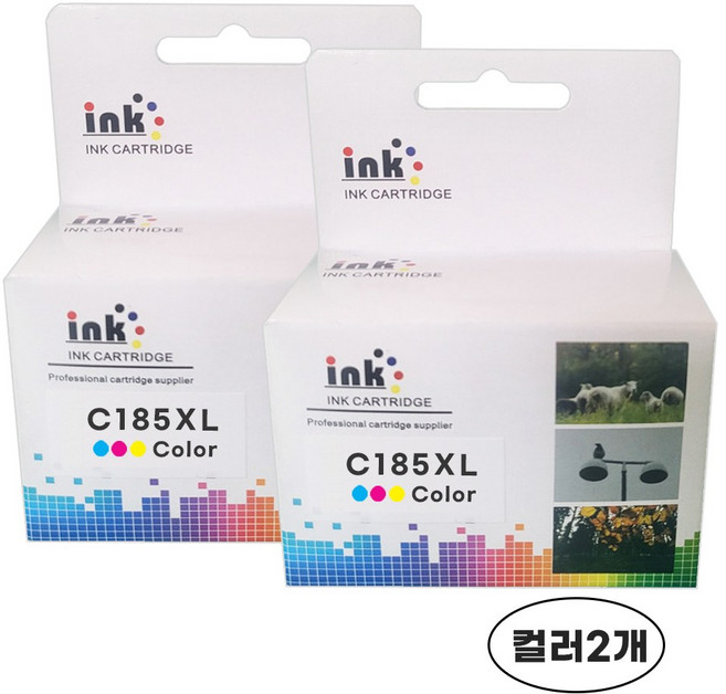 삼성 INK-M185 C185 SL-J1680 J1683 J1685 J1780W J1780DW J1785W 대용량 호환잉크 카트리지, 2개, 컬러