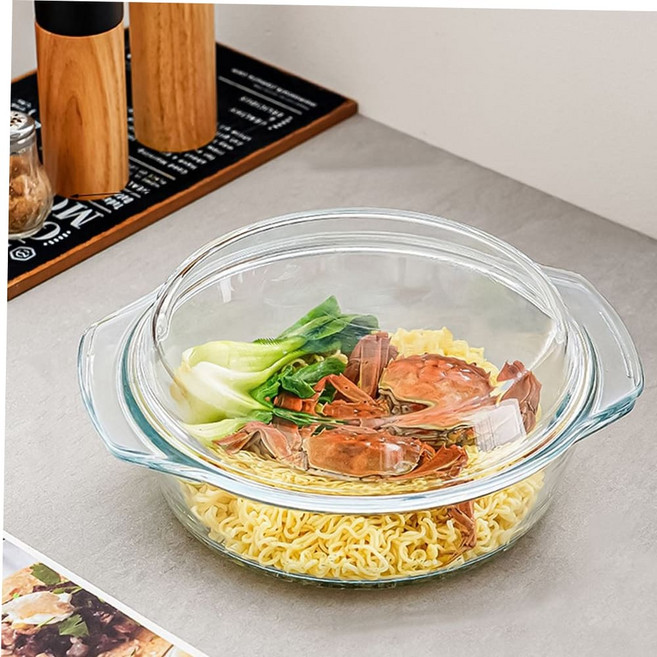 내열유리찜기 원형 뚜껑 오븐그릇 전자 용기 ZVWFGFIIO, 베른 내열유리찜기 원형2000ml