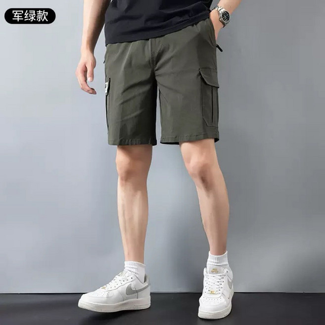 阿堯的店 高彈力多口袋工裝短褲 涼感高彈性工作短褲 加大碼透氣舒服鬆緊腰 【DK169】