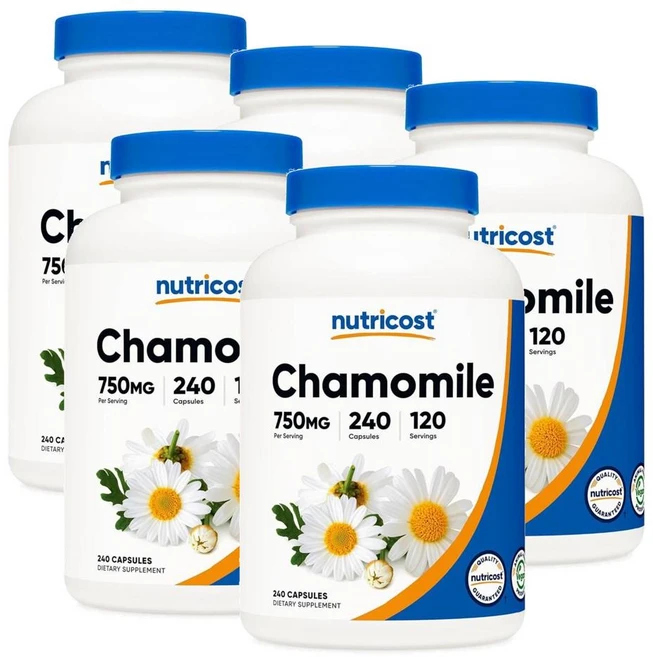 뉴트리코스트 캐모마일 750mg 캡슐 Nutricost Chamomile, 240정, 5개 - 쿠팡