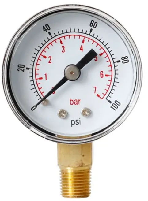 40mm 페이스 압력 게이지 18" BSPT 하단 마운트 153060.100160 200 PSI 및 공기 가스 물 연료 액체용 바., 10 0-50Mpa, 02 100psi