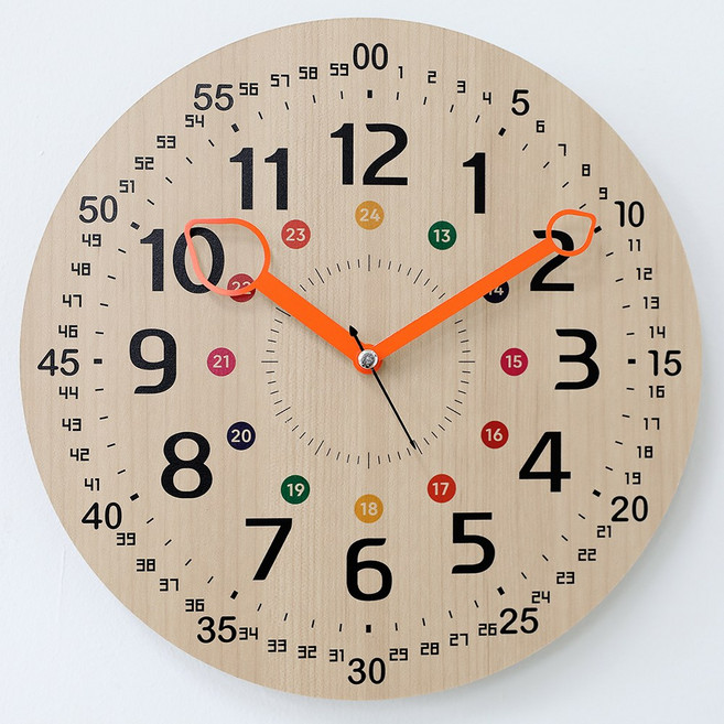 무소음 아이용 교육용벽시계 바늘안빠짐/당일출고/무료 BW3002브라운/화이트, 우드컬러