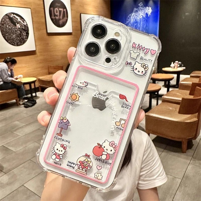 귀여운 키티 고양이 갤럭시S25 S24 카드 케이스 투명 젤리케이스