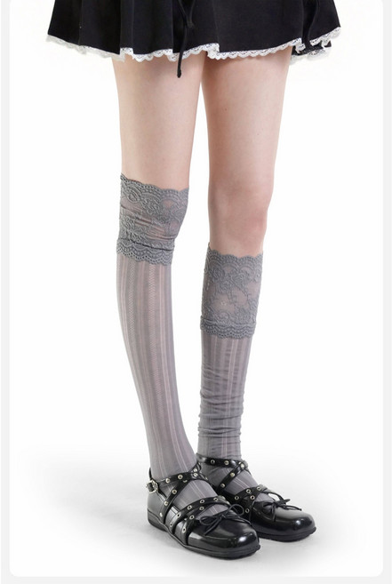 안다스팡 여성용 망사 시스루 레이스 니삭스 패션 액세서리 스타킹