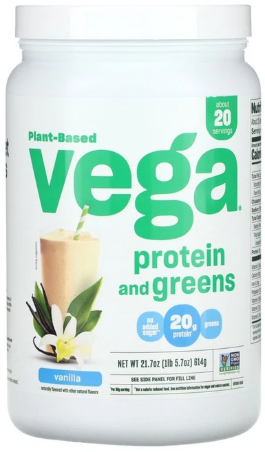 Vega 식물성 단백질 및 녹색 채소 바닐라 614g(1lb 5.7oz) Vega (베가), Vega 베가 식물성 단백질 녹색 채소 바닐라 614g, 614g, 1개 - 쿠팡