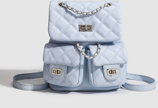 클래식 퀼팅 체인 포켓 미니 백팩