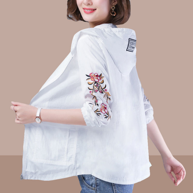 刺繡防曬薄外套 夏季新款, 820白色