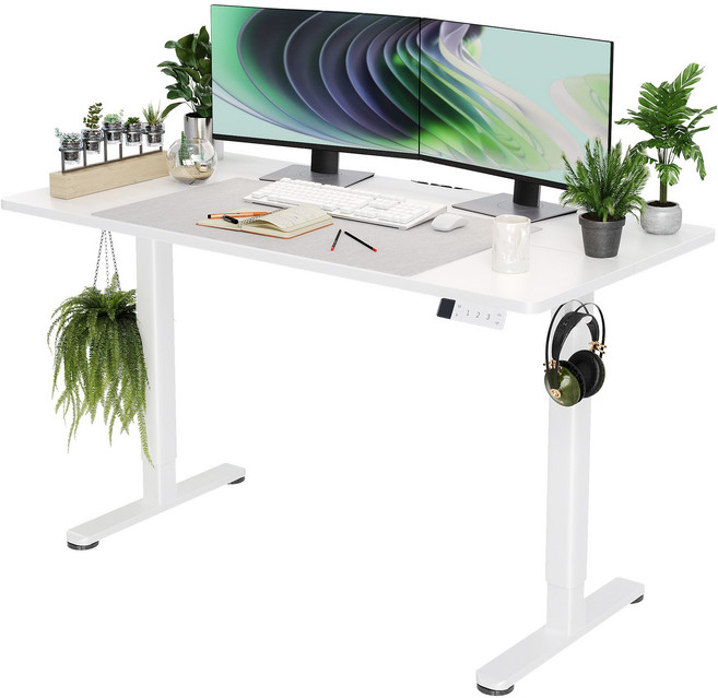 Claiks 높이조절 전동책상 모션데스크 공부 사무용 컴퓨터 책상 조절 스탠드 테이블, 백색