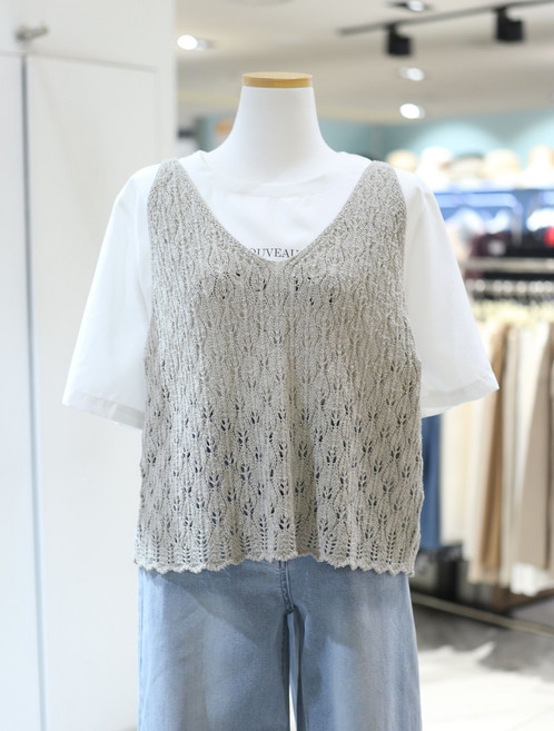 꼼빠니아 뷔스티에 레이스 뜨개 조끼 CAFU5-WSV800