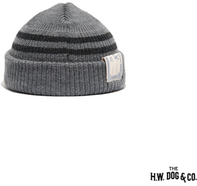 GOODFORIT / 日本H.W.Dog&Co. Dog Watch 條紋雙層針織水兵帽, 灰色, 1個