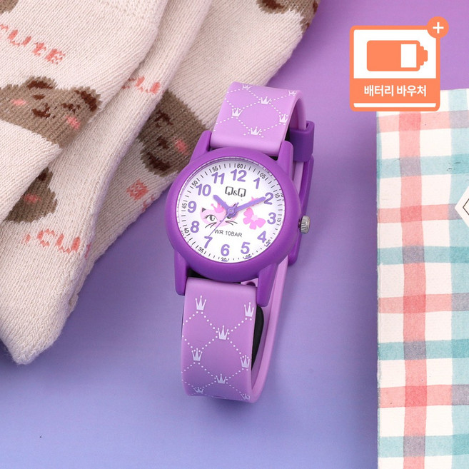 큐앤큐 어린이 아동 방수 키즈 캐릭터 패션 초등학생 손목시계 어린이집 새학기 크리스마스 선물추천 캐쥬얼시계 + 배터리 바우처