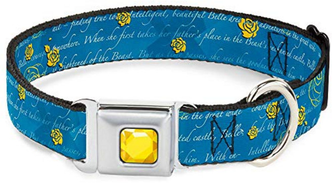 버클다운 안전벨트 버클 개 목걸이 - 미녀와 야수 스토리 스 Buckle-Down Seatbelt Buckle Dog Collar - Beauty & the Beast Story, 1개