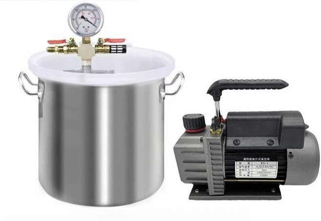 진공탈포기 304스테인리스 고압형 진공펌프세트, 20x19cm 탈포통 직경x높이, 1개