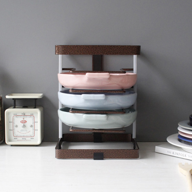 cocooning Demon 와이드 5단 심플 철제 주방 씽크대 접시꽂이, 브라운