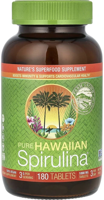 행복하고 건강하게 Nutrex Hawaii Pure Hawaiian Spirulina® 1000mg 180정 백년회로하세요, NutrexHawaiiPureHawaiianSpirul, 1개 - 쿠팡