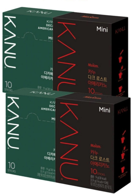 카누 미니 다크로스트 디카페인 블랙 아메리카노 스틱 혼합 40T, 1박스, 40개입, 900mg