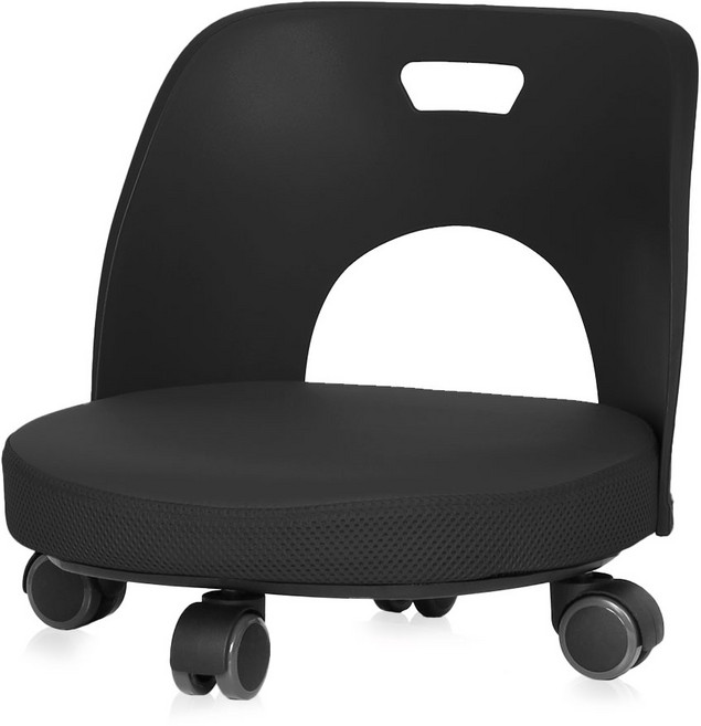 체어포커스 리빙좌식 LG80 이동형 바퀴 좌식의자 앉은뱅이 청소 무빙 화분 작업 원형 낮은 회전 바닥, 블랙, 1개