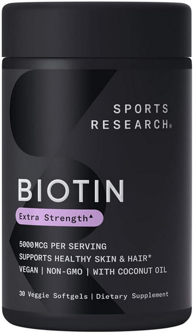 SPORTS RESEARCH 維生素B7素食軟膠囊 5000mcg, 30顆, 1個
