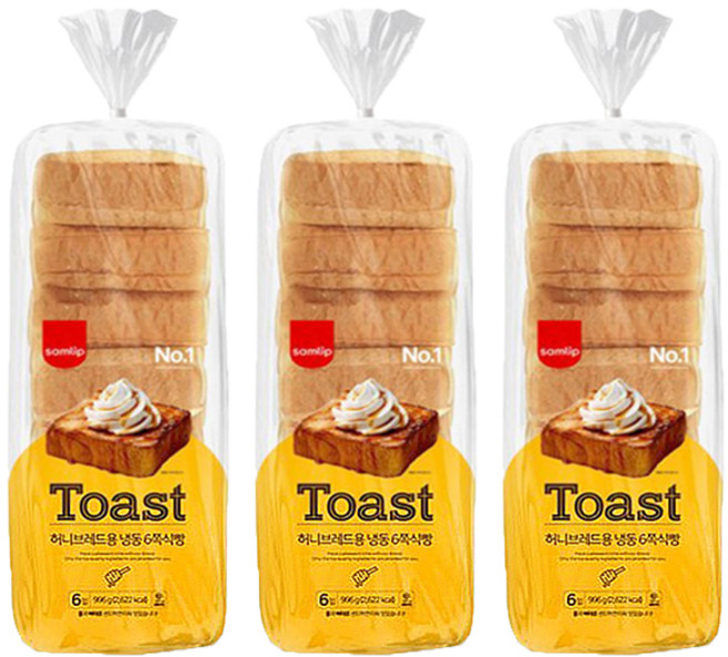 삼립 허니브레드용 냉동 6쪽식빵 996g (166g x 6개) x 3개, 166g, 18개