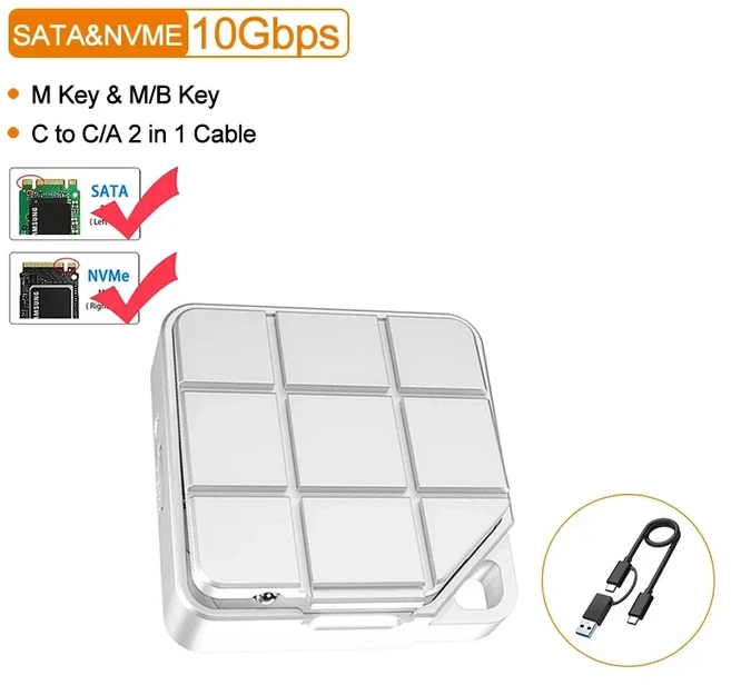 MAIWO 10Gbps M.2 2242 2230 NVMe SATA SSD 외장 케이스 TypeC USB C Gen2 NGFF IE 박스 아이폰 15 Pro맥, 01 SATA NVMe