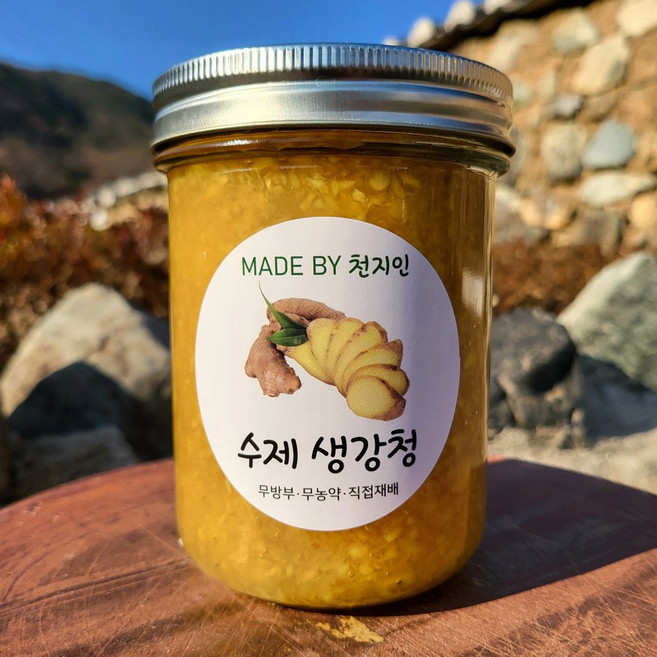 유기농 수제 생강청 생강차 비정제 원당 500g 천지인식품 [원산지-국내산], 수제생강청500g+선물용박스, 1개