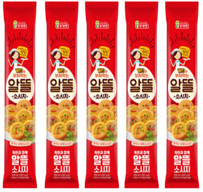 롯데 알뜰소시지 650gX5개 추억의 반찬 도시락 전 부침 브랜드 1위, 650g, 5개