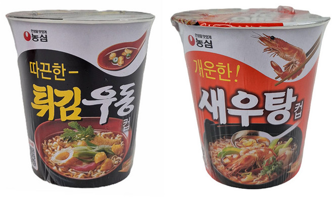 농심 튀김우동 컵라면 62g + 새우탕 컵라면 67g, 12개