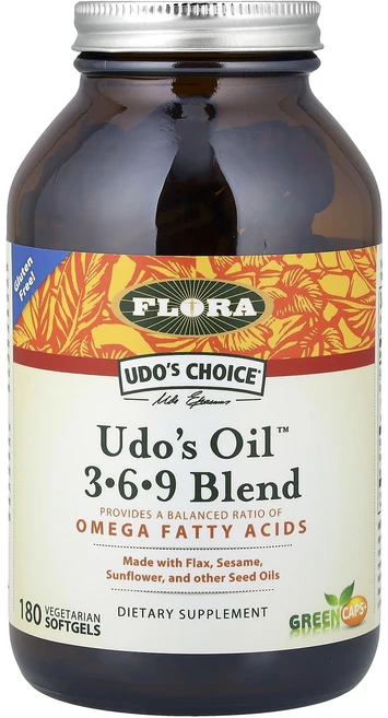 플로라 Udo's Choice Oil 3-6-9 블렌드 베지 소프트젤 180정, 6개 - 쿠팡