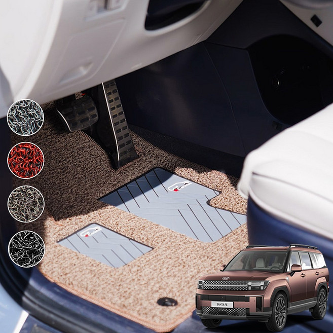 카루젠 현대 싼타페 프리미엄 엣지 코일매트 운전석특화 발받침 보강 전좌석 자동차바닥매트, (엣지)1+2+3열, 블랙, 디올뉴싼타페MX5 6인승(가솔린)2023.08~