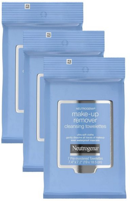 Neutrogena뉴트로지나 메이크업 리무버 클렌징 타월렛 7개 개수 포장은 다를 수 있습니다, 7 Count (Pack of 3), 7 Count (Pack of 3)