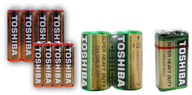 TOSHIBA 碳鋅電池 1.5V, 東芝碳鋅9V, 1個