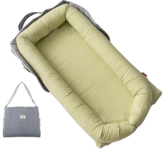 伊淶溫背包款嬰兒床中床：內外可拆洗便攜式防壓, 春芽綠(床+枕), 春芽綠