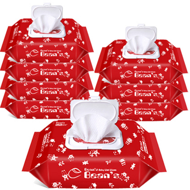 빈즈 엠보싱 무향 캡형 아기물티슈, 70g, 70매, 8개