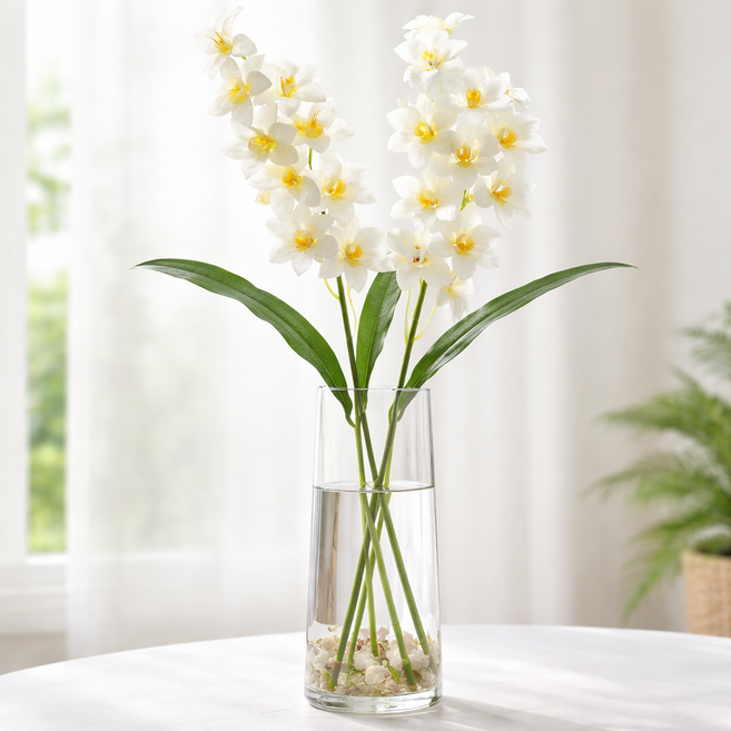 하스몰 럭셔리 무드 조화 프리지아 꽃 데코 장식 플라워 2P, 1개, 화이트