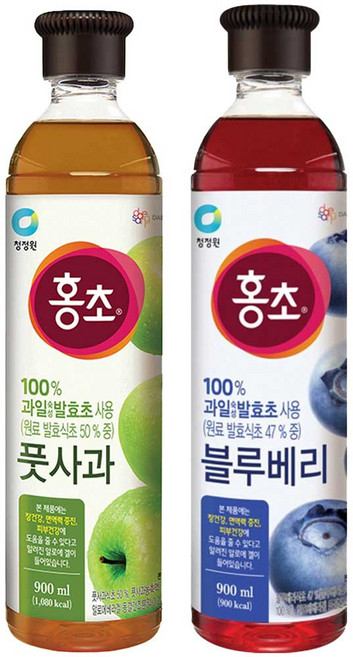 청정원 홍초 풋사과 + 블루베리, 1세트, 1.8L