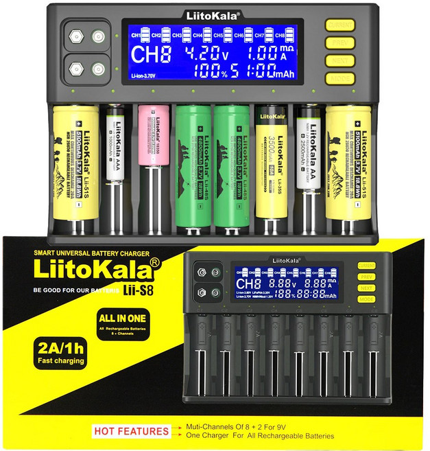 국내 KC인증 18650 21700 멀티 배터리 충전기 캠핑 랜턴 전동공구 충전 AA AAA 리튬이온 동시충전 다용도 충전기 과충전 방지, 1개