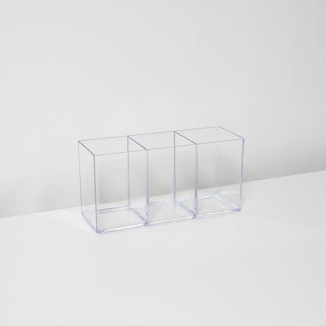 아크릴 브러쉬 꽂이 커피 정리함 다용도 3구, 투명, 1개
