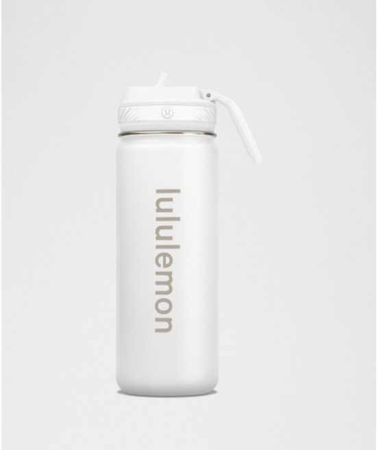 룰루레몬 텀블러 백투라이프 스포츠 보틀 18oz 스트로 리드 빨대 물병 화이트, White7.7 x 23.8cm