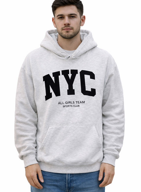 후쿠호 남성용 데일리 기본핏 NYC 프린트 캐주얼 후드티