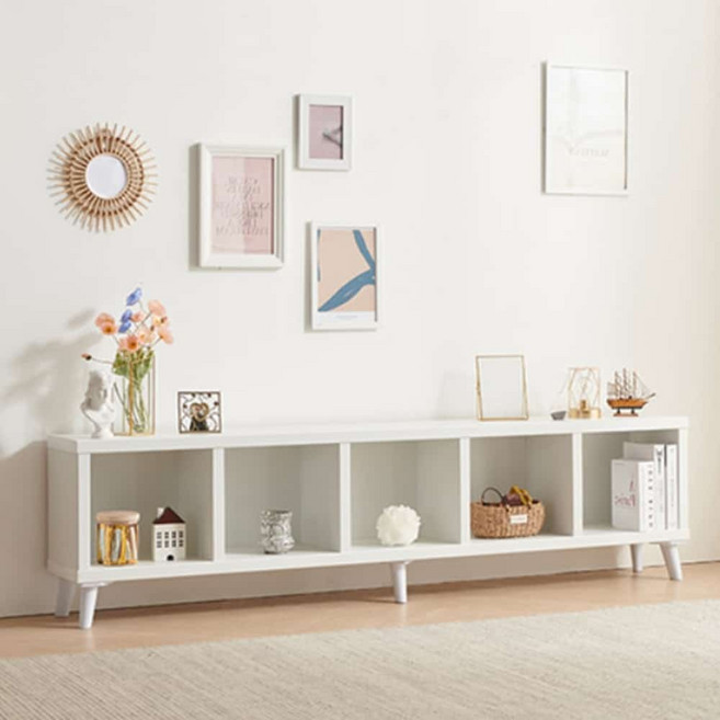 다리있는 1단 낮은책장 가로책장 1단책꽂이 2000, 화이트