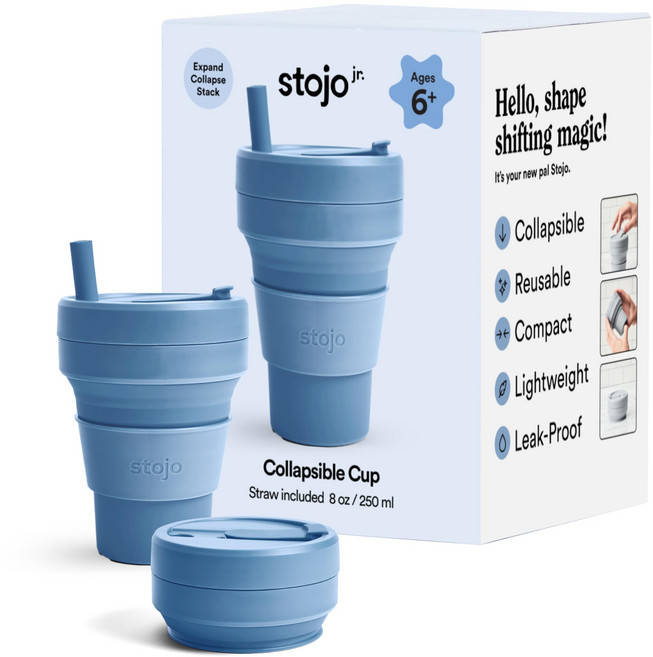 스토조 아이용 접이식 실리콘 텀블러 컵 주니어 250ml, 1개, 스틸