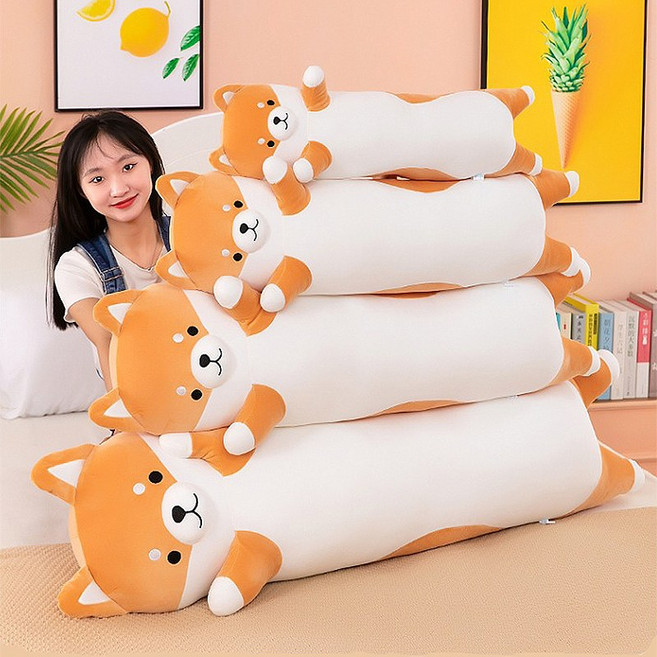 방일 대형 부드러운 동물 바디필로우 롱쿠션, 흰색