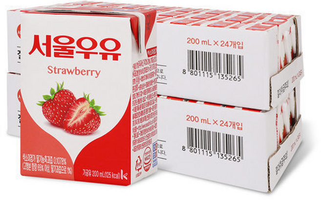 서울우유 딸기 멸균우유 200ml 48입 (2박스), 48개